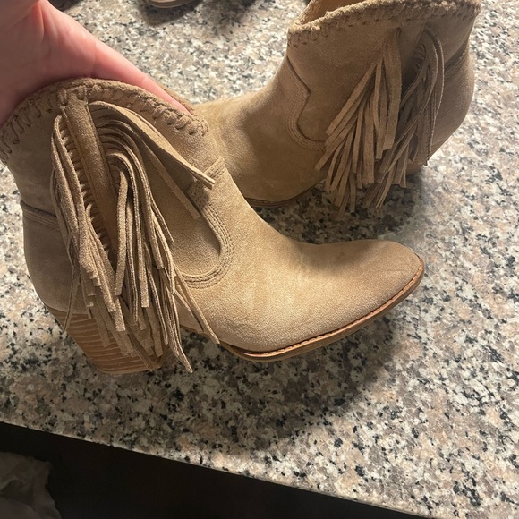 Fringe Tan Ankle Boots - Picture 1 of 1